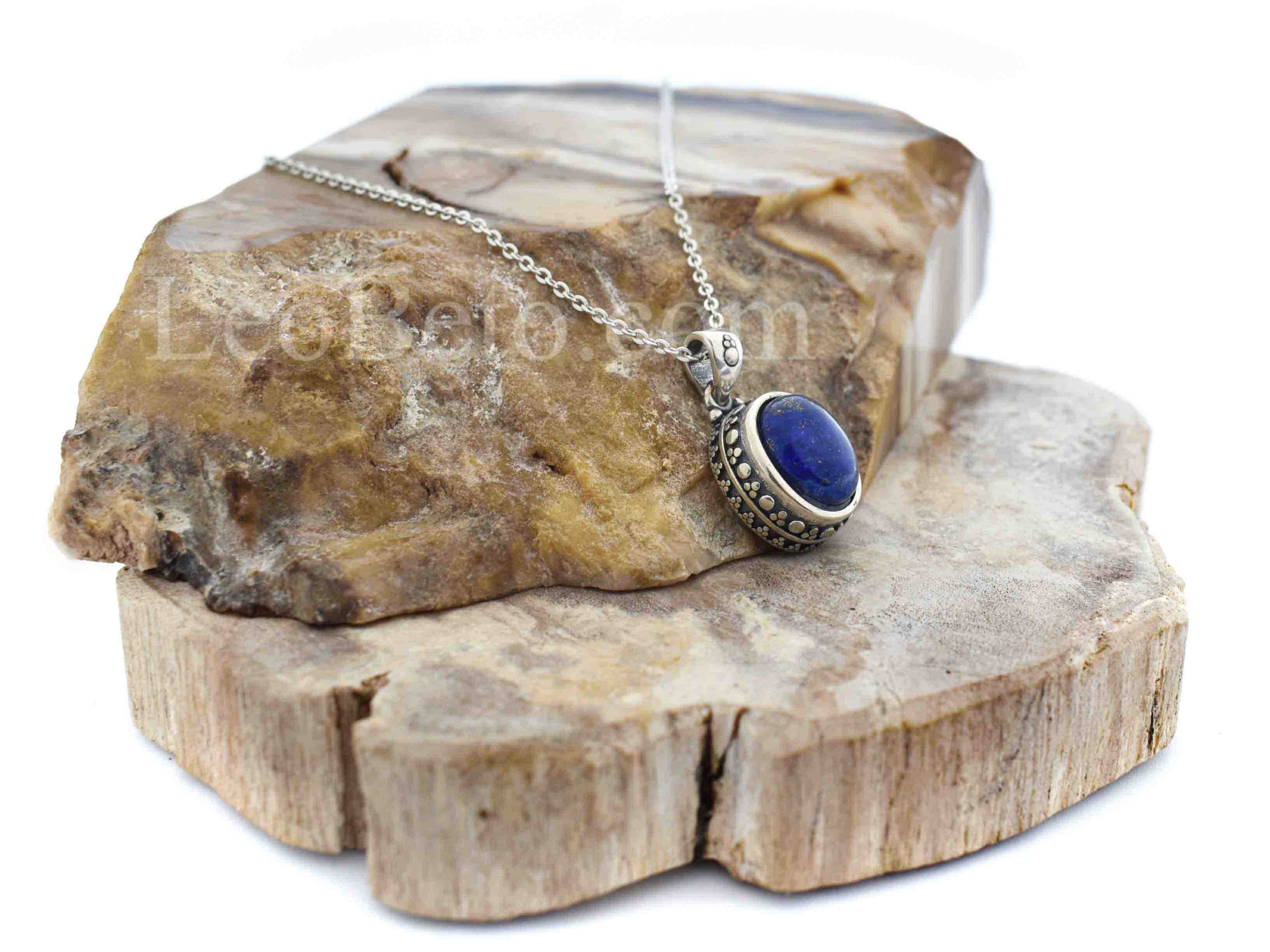 Lapis Lazuli Oval Pendant Necklace - Image 6