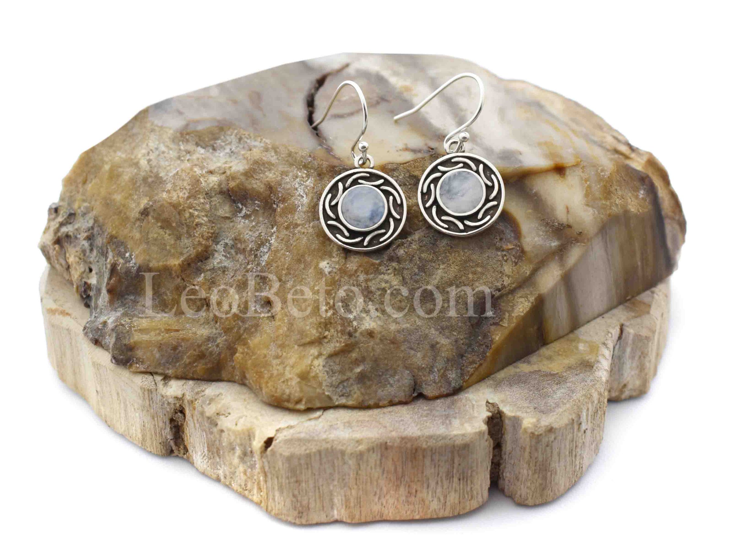 Moonstone Round Drop Earrings - Image 3