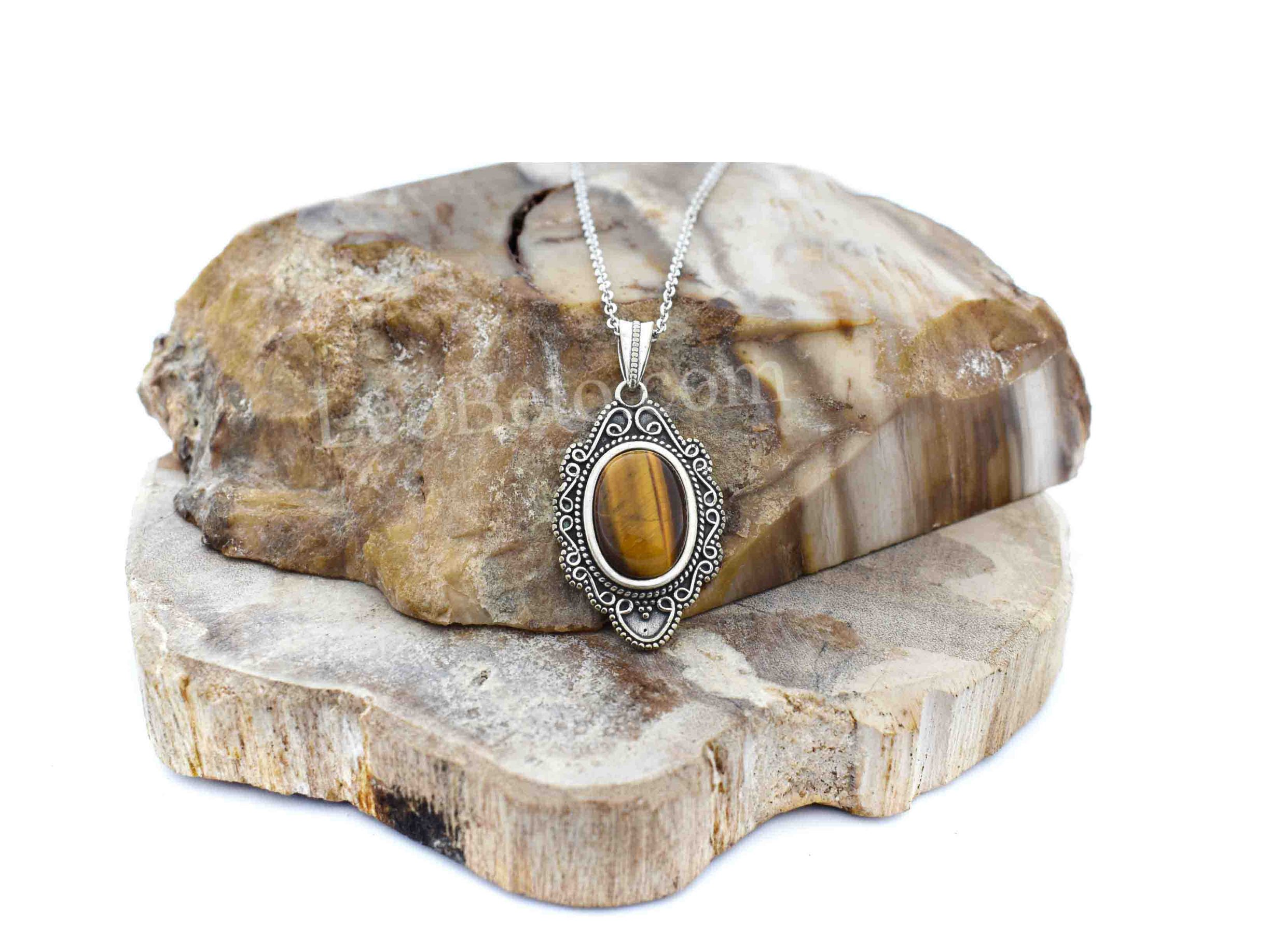 Retro Tiger's Eye Drop Necklace - Image 3