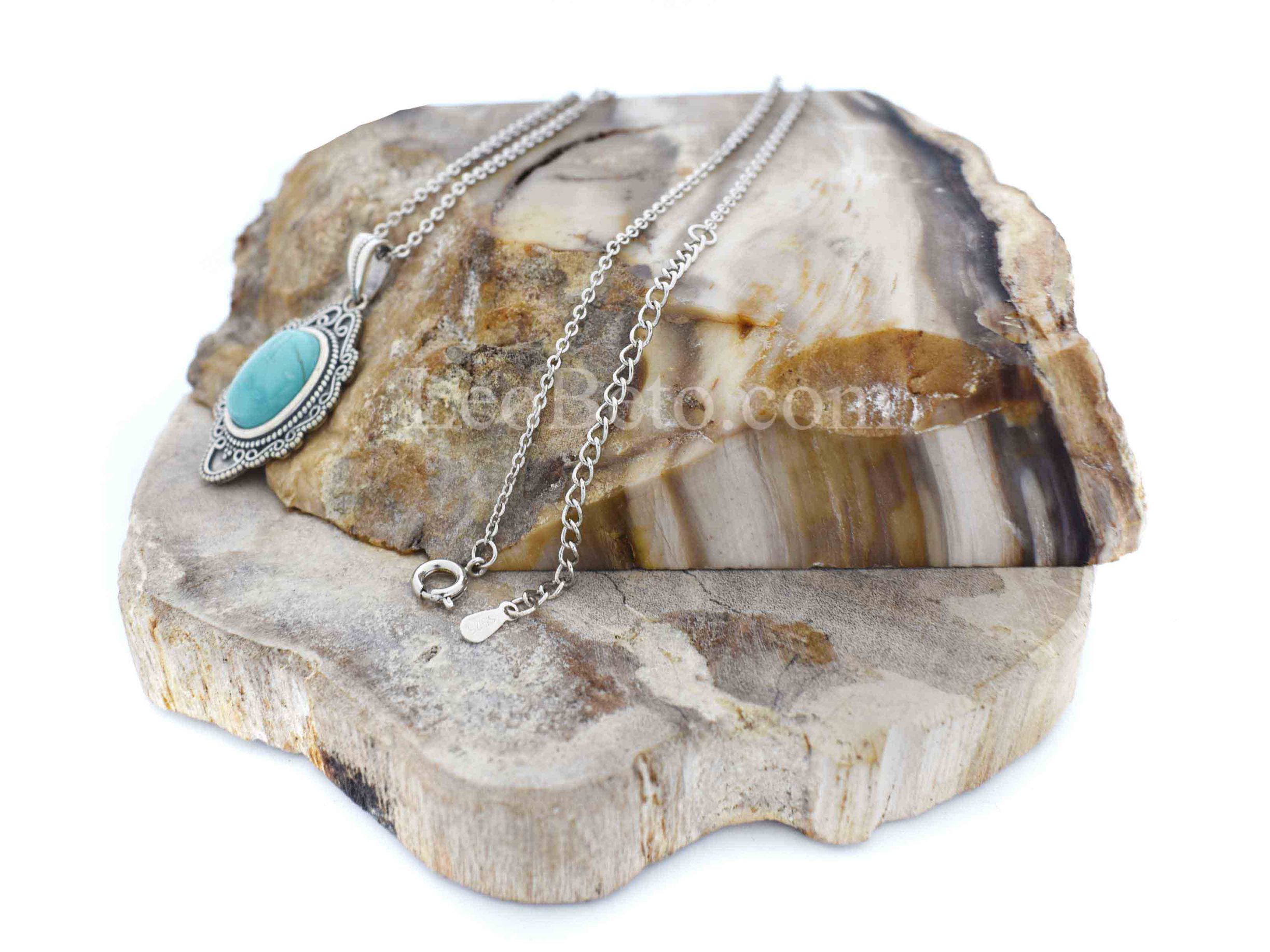 Retro Turquoise Drop Necklace - Image 4