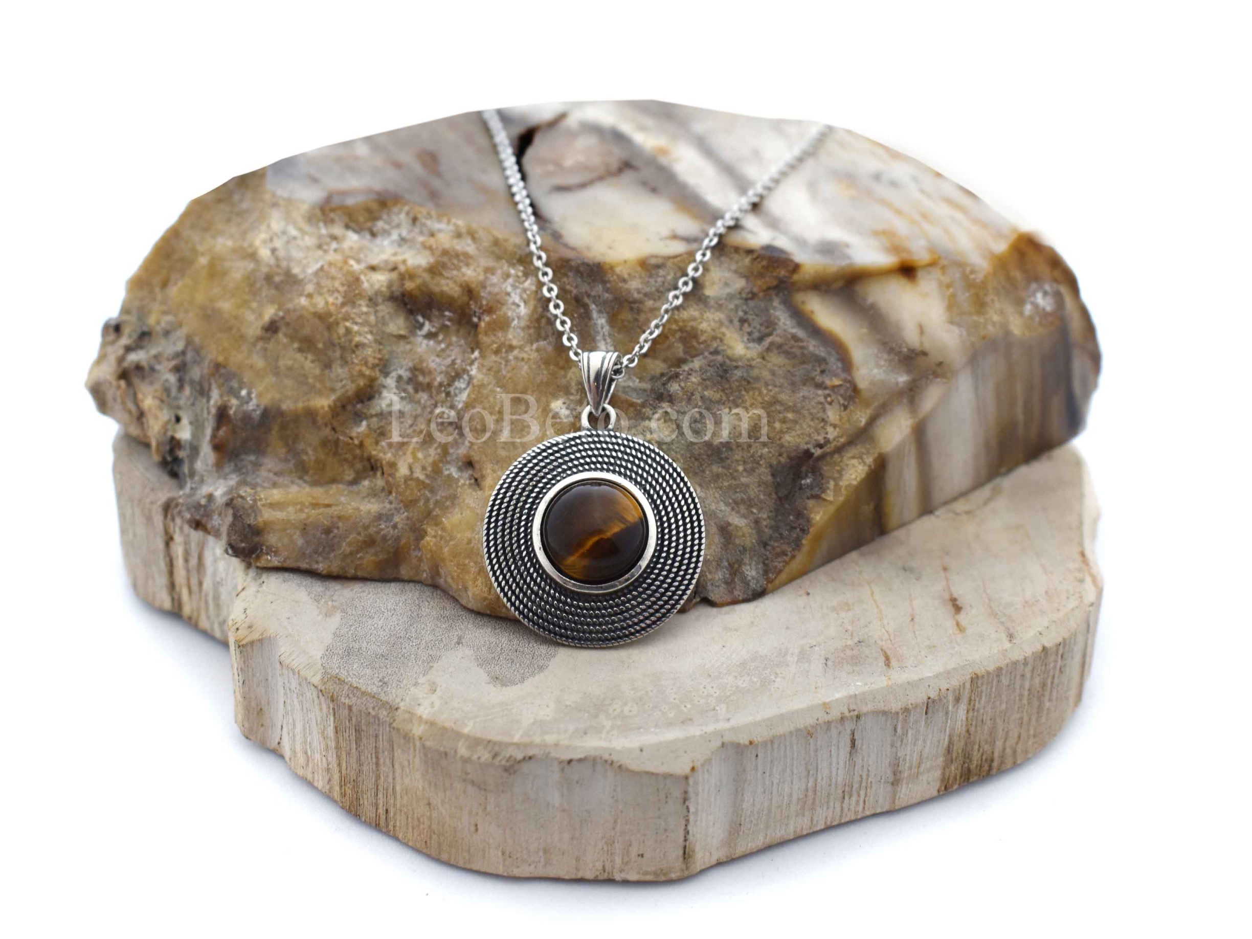 Tiger's Eye Round Pendant Necklace - Image 3