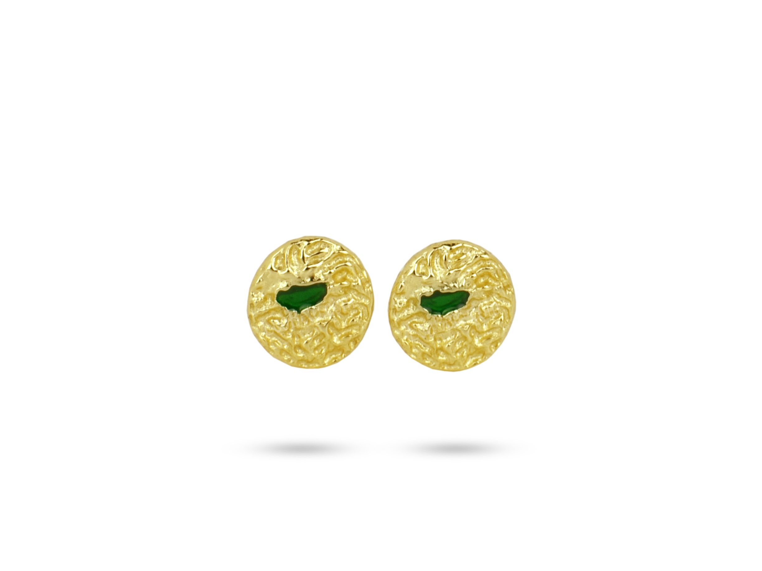 Rough Circle Stud Earrings - Image 2