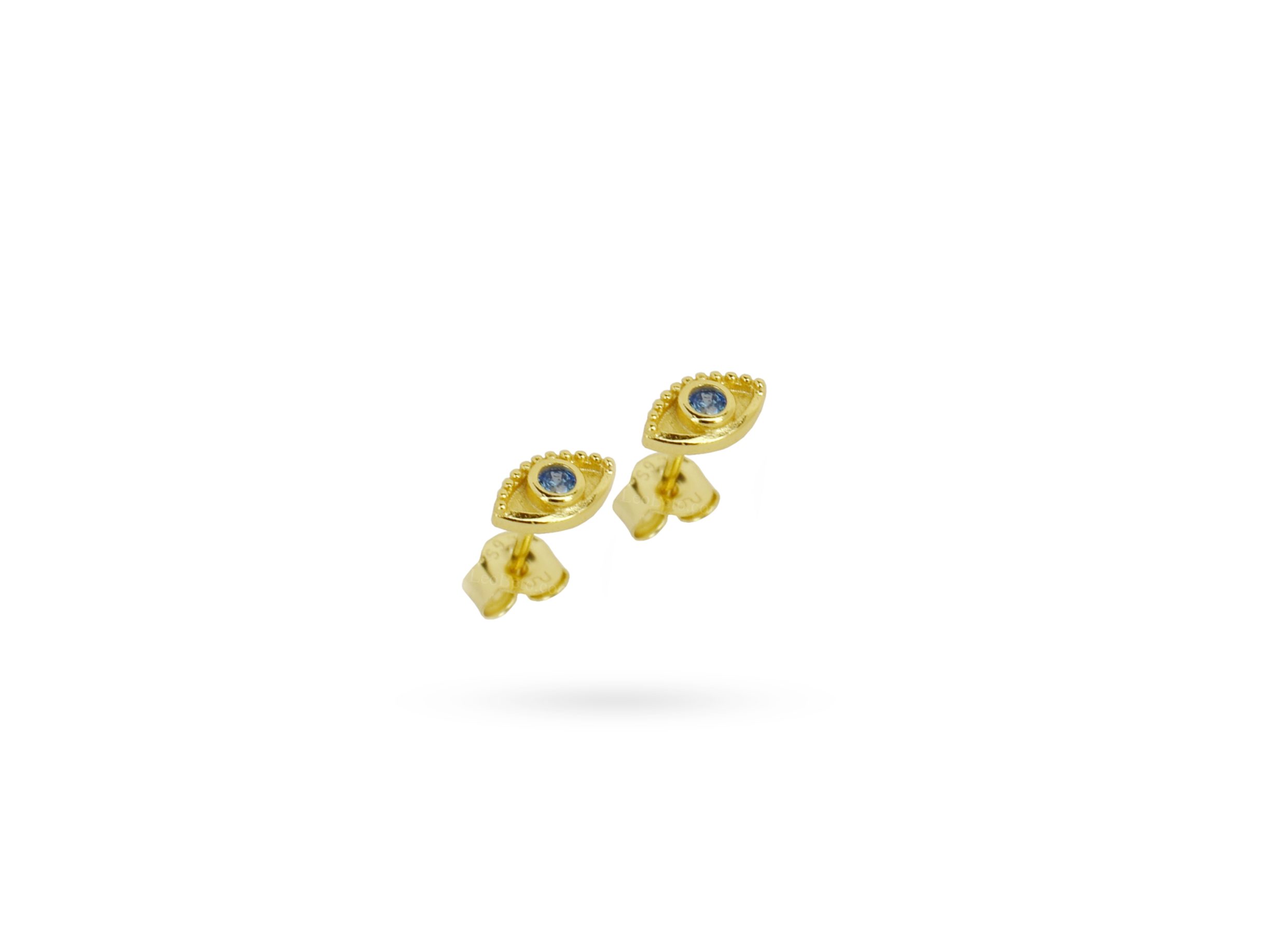 Small Blue Eyes Stud Earrings - Image 3